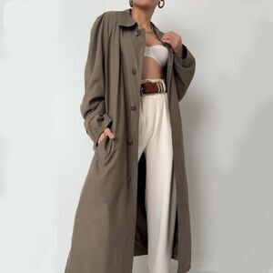 Vintage Windsor Timeless Water Repellent Tan Plaid Lined Scandi Trench Coat 14